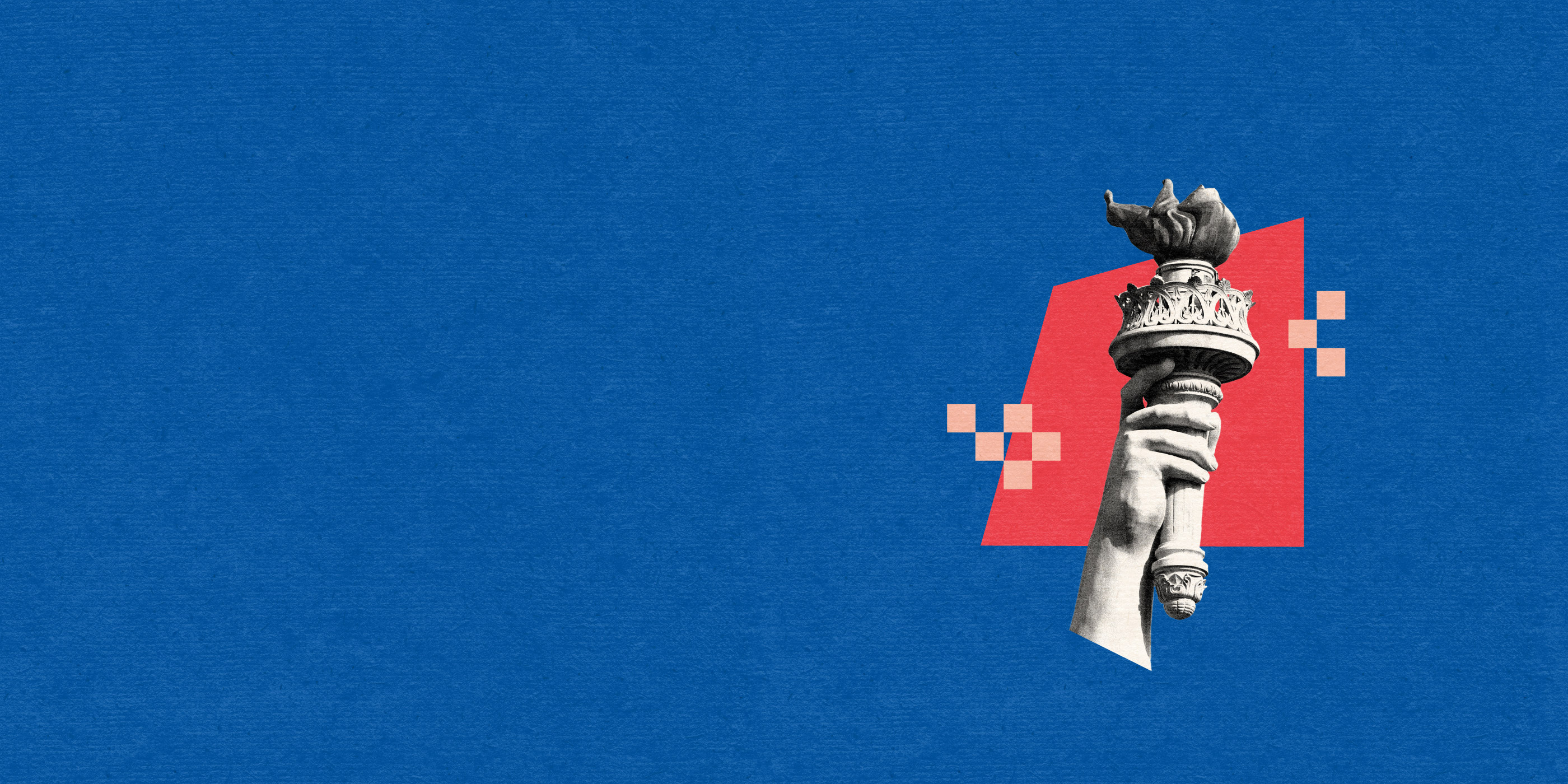 A graphic featuring the statue of liberty's torch.