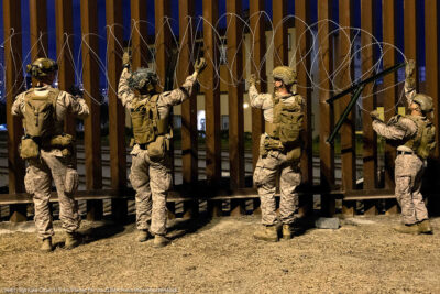 U.S marines assist in securing the Southern Border in San Ysidro, California.