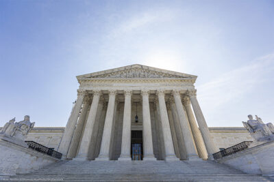 An exterior shot of the Supreme Court of the United States building.